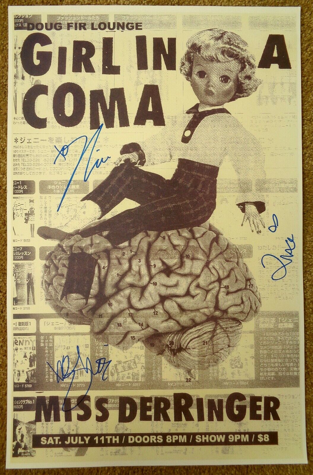 Signed GIRL IN A COMA Gig POSTER In-Person w/proof Concert Autograph Portland OR