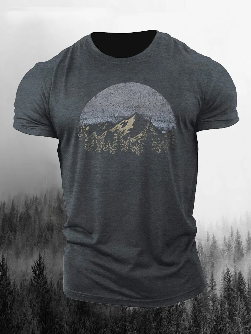 Men's Mountain Sunset Cotton Short Sleeve Shirt in  mildstyles