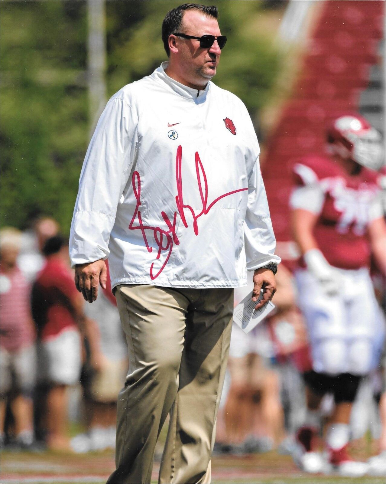 BRET BIELEMA HAND SIGNED ARKANSAS RAZORBACKS 8X10 Photo Poster painting W/COA