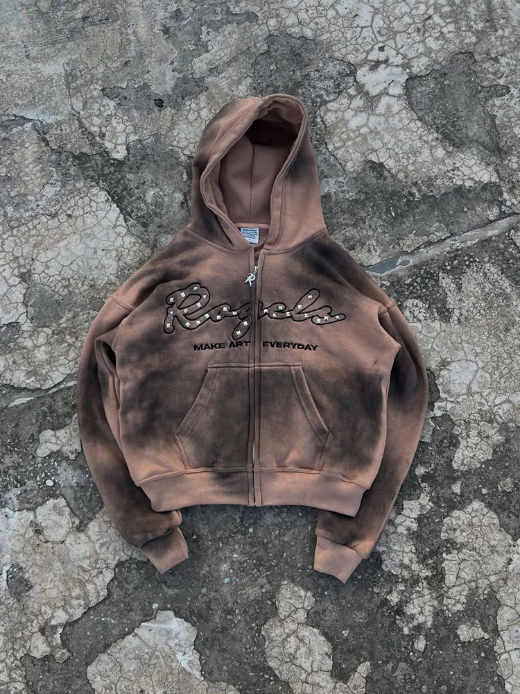 Athvotar Athvotar Old Tie Dye Gradient Senior Escroatistance Zipper Jacket Men And Women's Same Trend