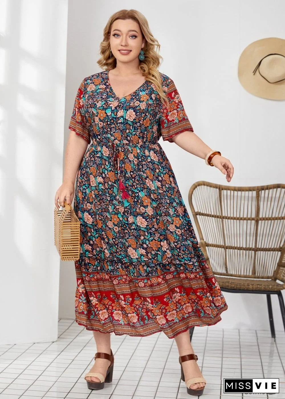 Boho Plus Size Pepper Maxi Dress For Women