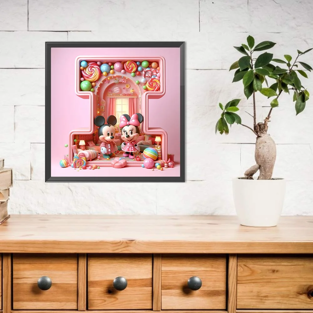 Full Round Diamond Painting 40*40cm - Mickey Minnie Alphabet