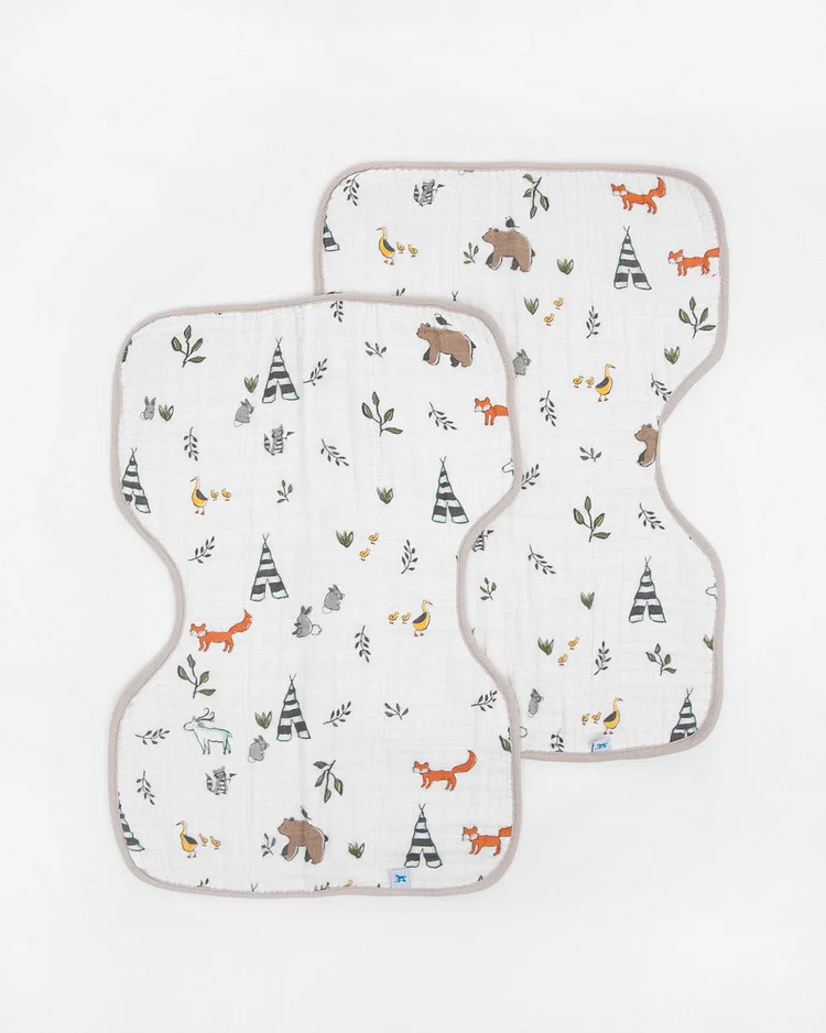 Cotton Muslin Burp Cloth 2 Pack - Forest Friends