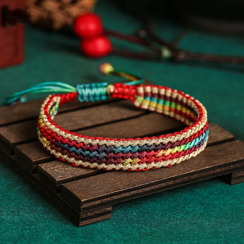 Tibet Rainbow Multicolored Protection Braided String Bracelet