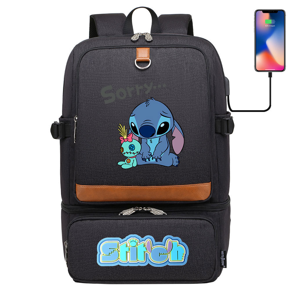 Get Your Child's Back-to-School Ready with our Lilo & Stitch Multi-pocket Backpack with USB Charging Connection and Laptop Sleeve-Mayoulove