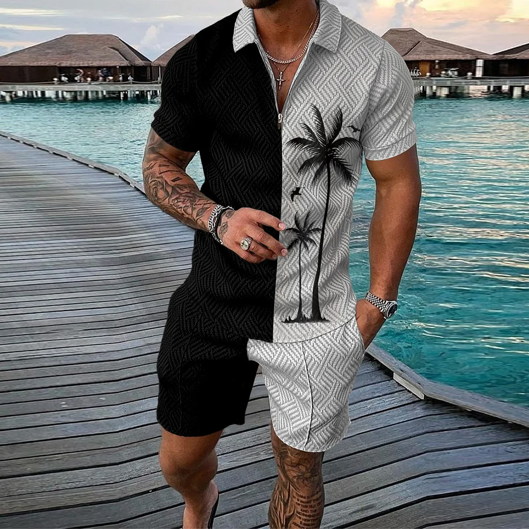 Coconut Tree Holiday Style POLO Short Sleeve Suit