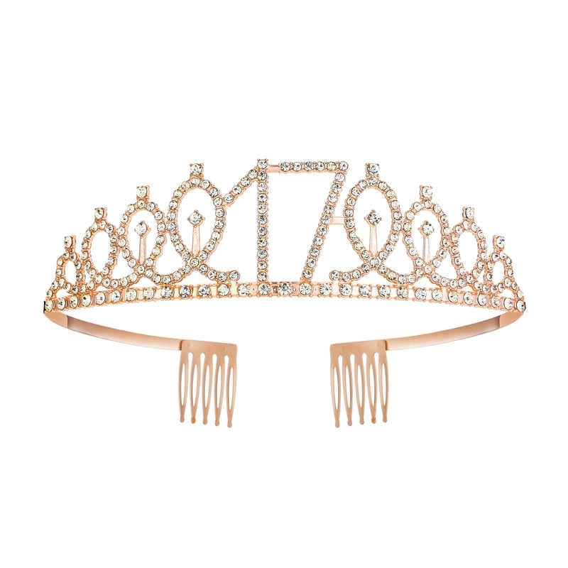Women’s IG Style Shiny Number Crown Alloy Hollow Out Inlay Rhinestones Crown