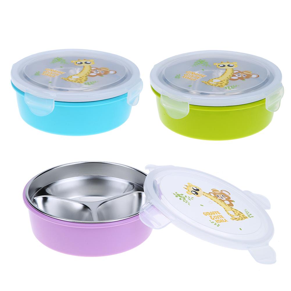 

3 Grid Round Stainless Steel Insulation​ Kids ​Lunch Box Food Container(S), Pink, 501 Original