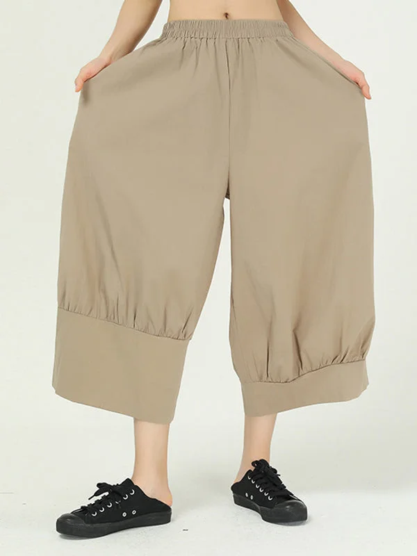 Stylish Solid Color High Waisted Wide Leg Casual Pants