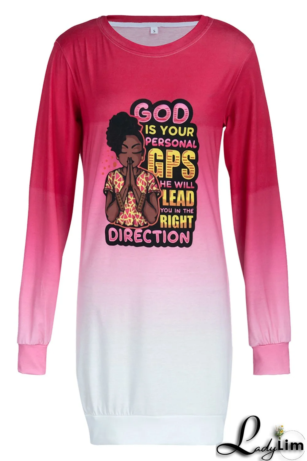 Green Fashion Casual Print Basic O Neck Long Sleeve Plus Size Dresses