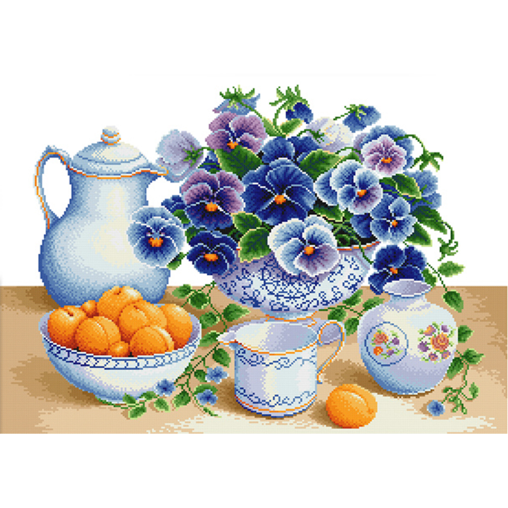 

Flowerpot - 11CT Stamped Cross Stitch - 75*55CM, 501 Original