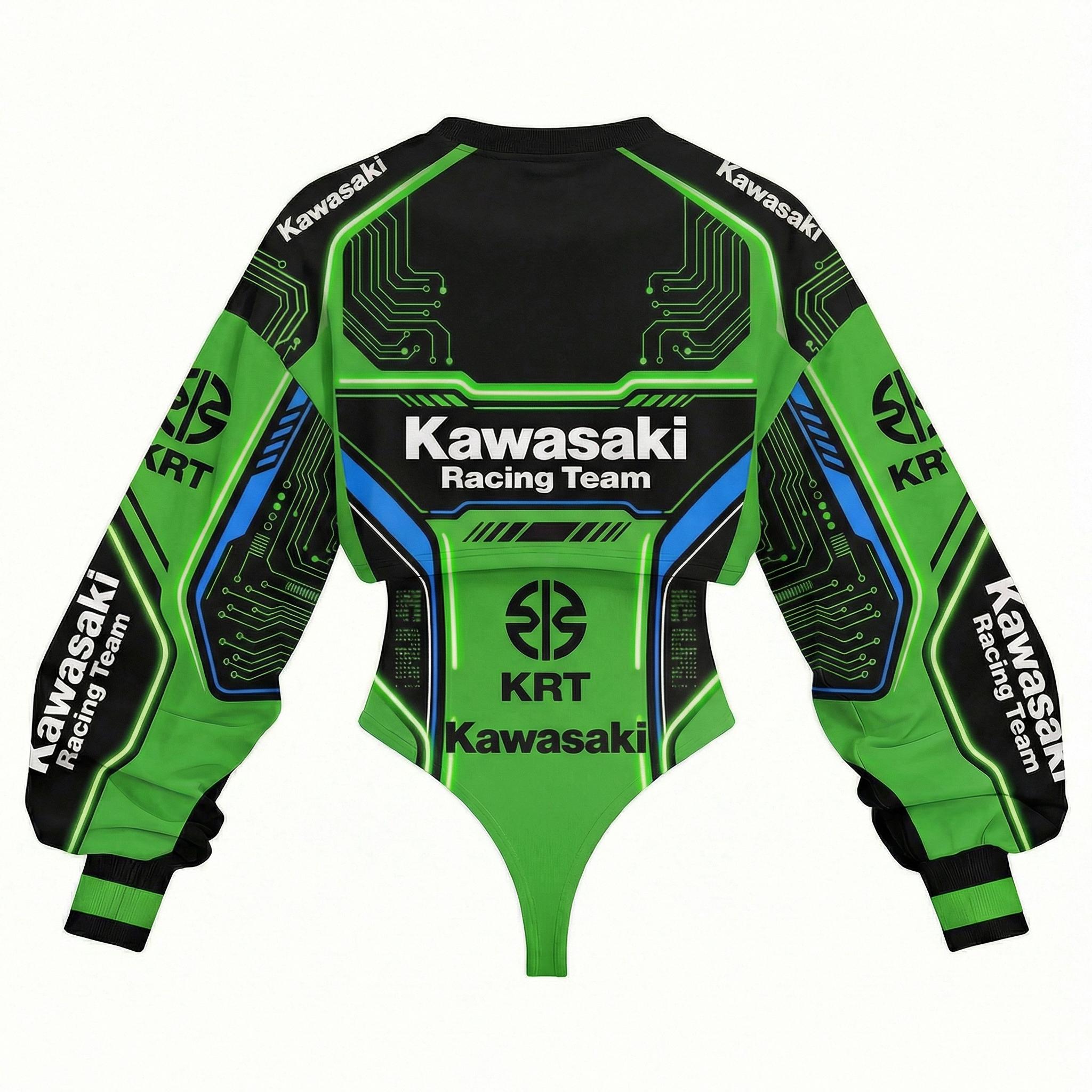 Women's Racing Team Logo Digitally Printed Tights Irregular Sweatshirt Set