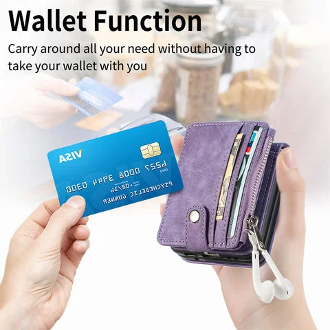 Suitable For Samsung z flip3/4 Wallet Phone Case With Card Holder