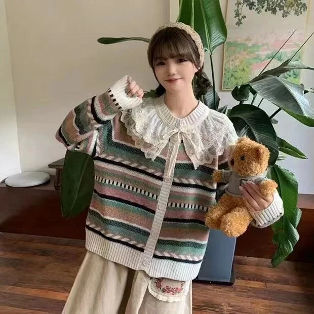 Chicfifth Sweater Women Winter Long Sleeve High Quality Autumn Vintage Top Knitted Cardigan