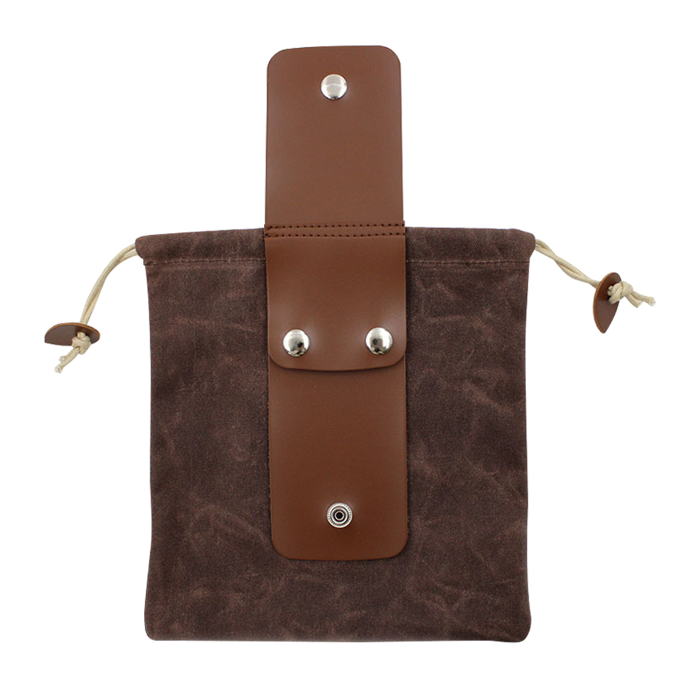 

Leather Canvas Foraging Bag Outdoor Picking Waist Hanging Drawstring Pouch, Brown, 501 Original