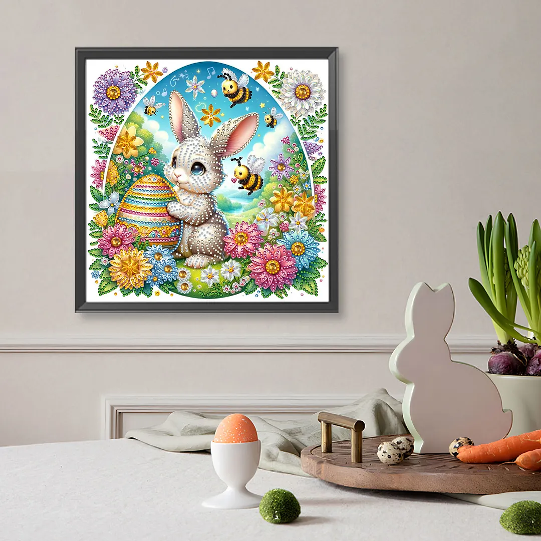 Easter Egg Special Shaped 5D DIY Partial Drill Diamond Painting Kits for Adults Beginners Home Decor Diamonds Dots Gem Art Kits 11.81x11.81inch
