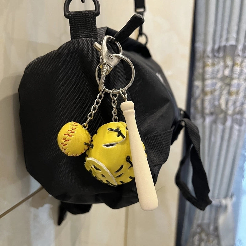 Fashion Baseball Pu Leather Unisex Bag Pendant Keychain
