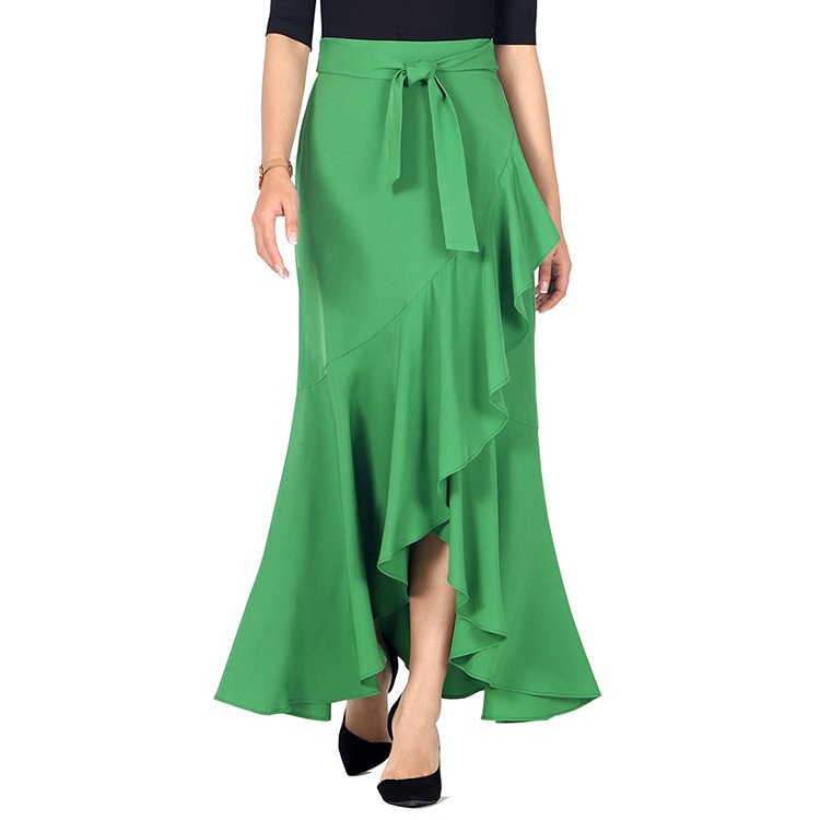 Sexy Ruffle Solid Color Fishtail Skirt
