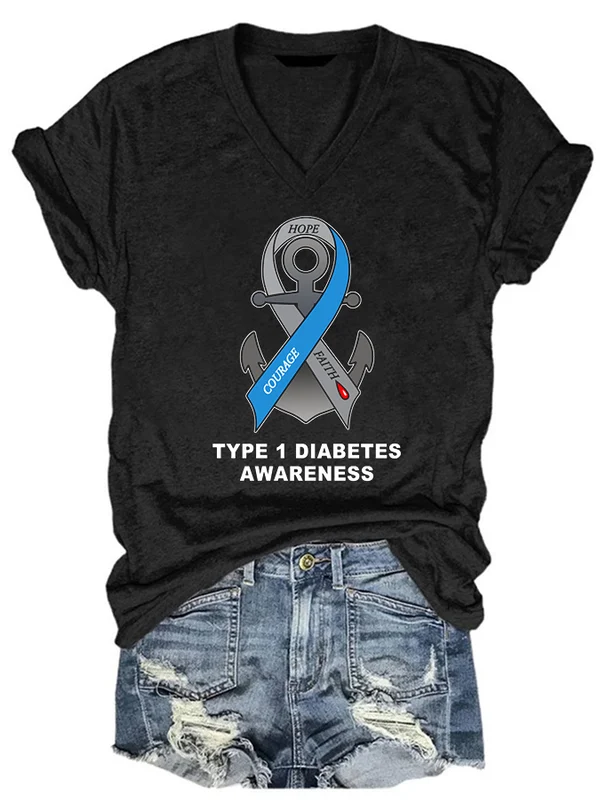 Type 1 Diabetes Support I Wear Blue & Gray T1D Shirt