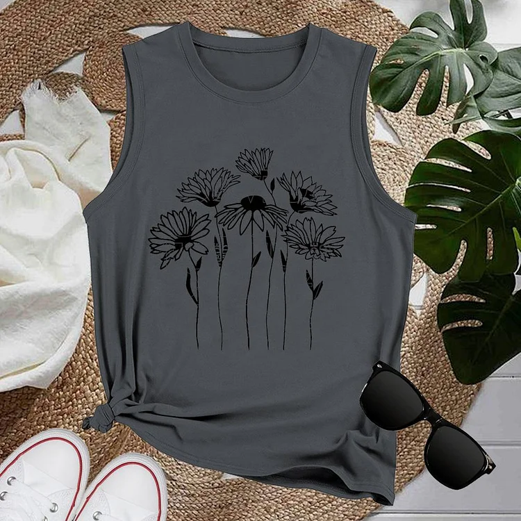 Flower Women Loose Tank Top-0018514