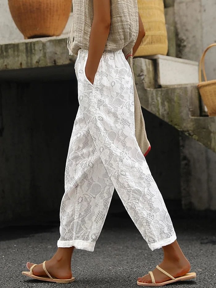 Women's Elegant Lace Stitching Casual Pants