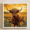 (Stamped/Counted) Hignland Cow Sunflower - 11CT Cross Stitch 40*40cm