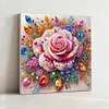 (Pre-Framed)Rose Flower -Special Shape Diamond Painting Kit(25x25cm)