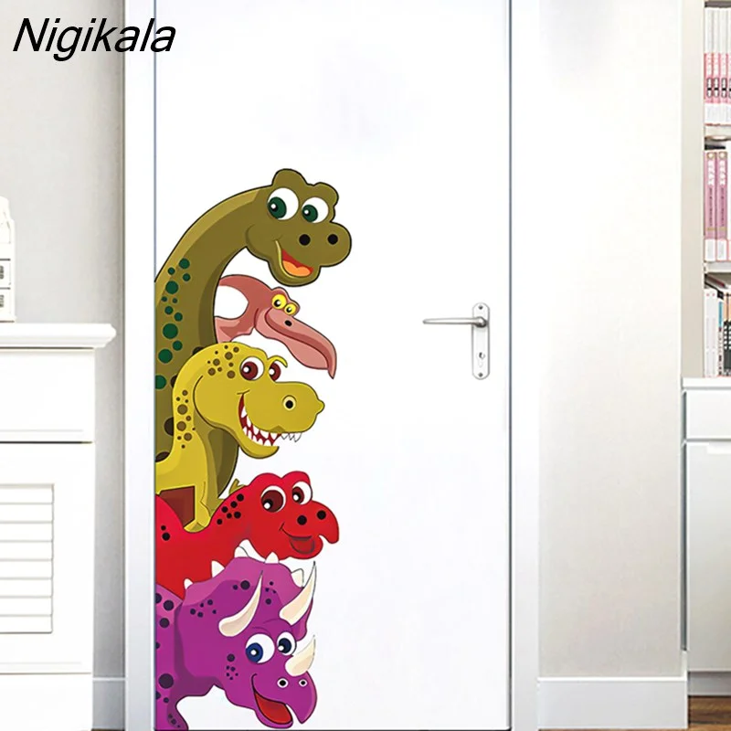 Nigikala Probe Dinosaur Behind The Door Room Decor Wall Decals Stickers Children Nursery Kids Bedroom Living Room Mural Wall Art