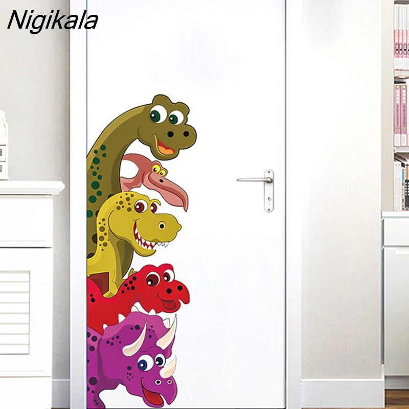 Nigikala Probe Dinosaur Behind The Door Room Decor Wall Decals Stickers Children Nursery Kids Bedroom Living Room Mural Wall Art