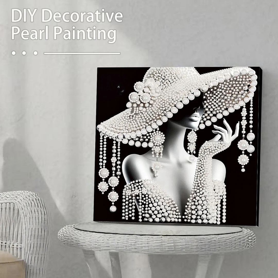 Lady - DIY Pearl Diamond Art Kit With Frame 30*30cm