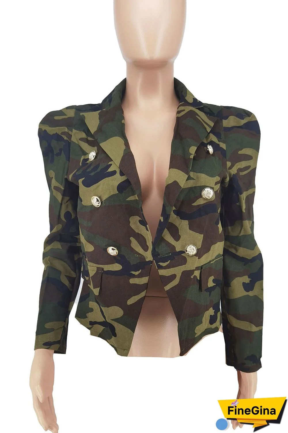 White Casual Print Patchwork Buttons Turn-back Collar Outerwear