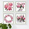 12pcs Pink Rose-11CT Stamped Cross Stitch Set 12.5*12.5cm/4.92*4.92in tapestrymarket
