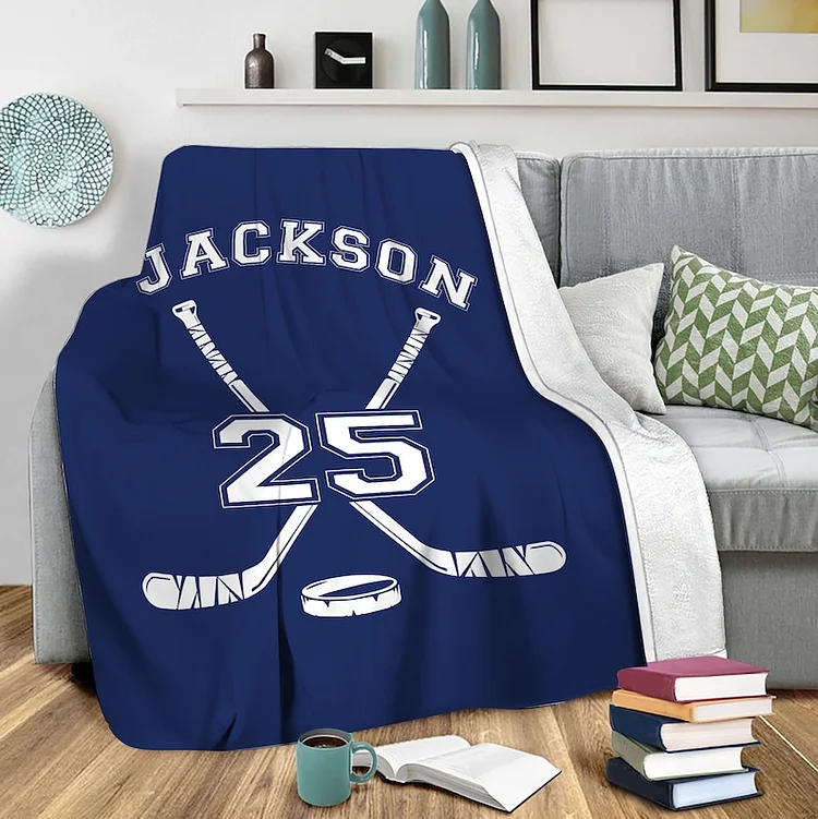 Personalized Hockey Blanket For Comfort & Unique|BKKid259[personalized name blankets][custom name blankets]