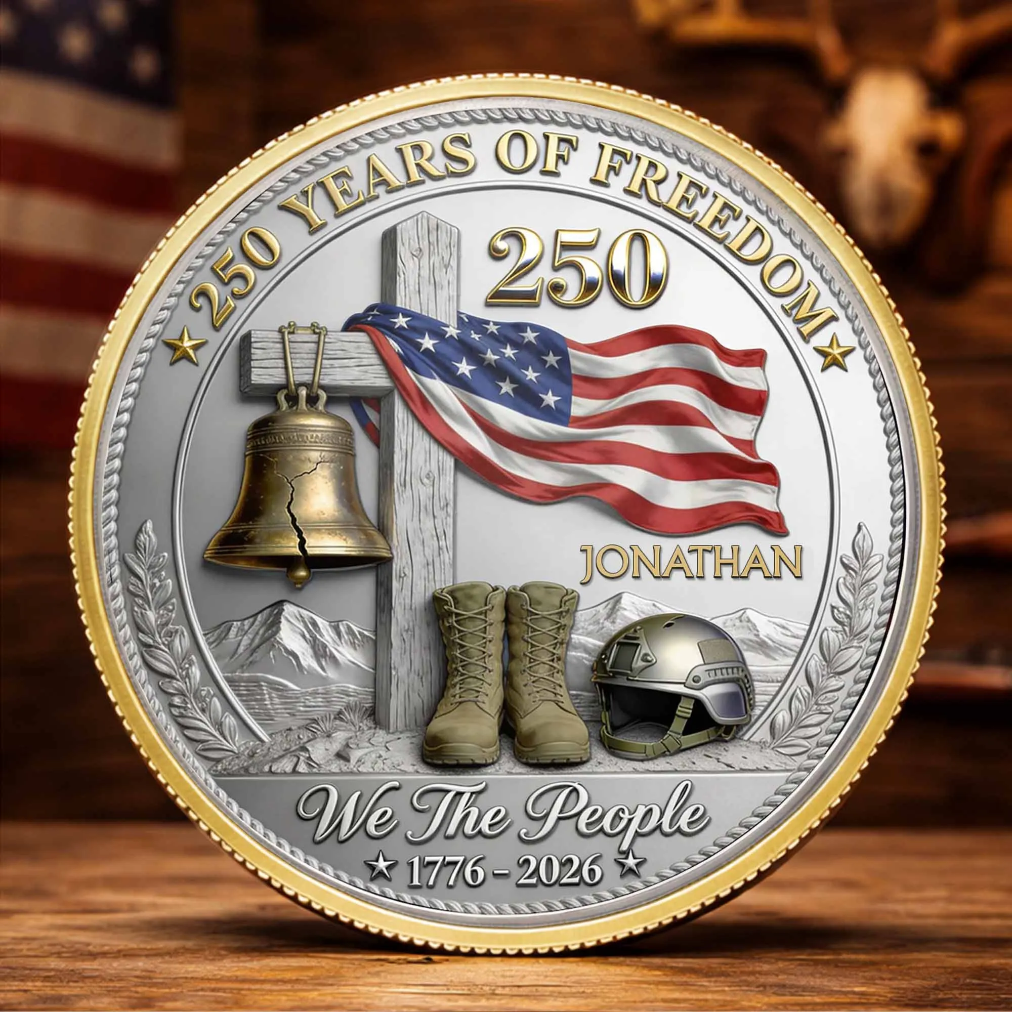 250 Years Of Freedom We The People Military Boots Flag Cross - Custom Commemorative Coin - INDE165_KCOIN