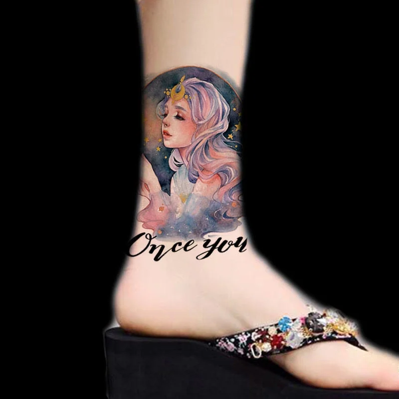 Japanese Dark Comics Evil Kawakami Tomie Double-sided Girl Waterproof Temporary Fake Tattoo Sticker Sleeve Anime Tattoo