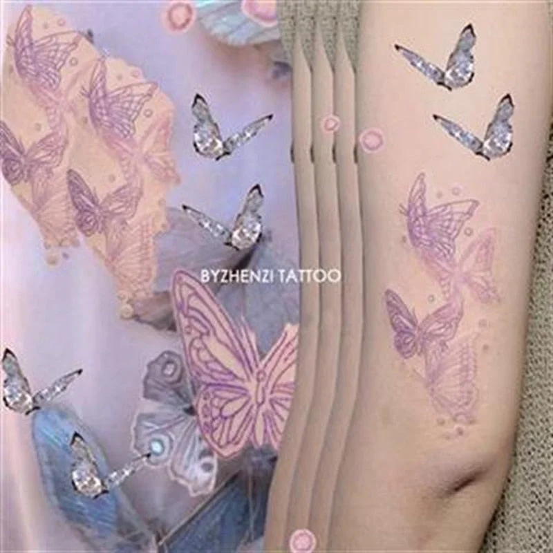 Black and White Butterfly Tattoo Sticker Waterproof Sexy Tattoos for Women Body Art Fake Tattoo Clavicle Arm Leg Tattoo Stickers