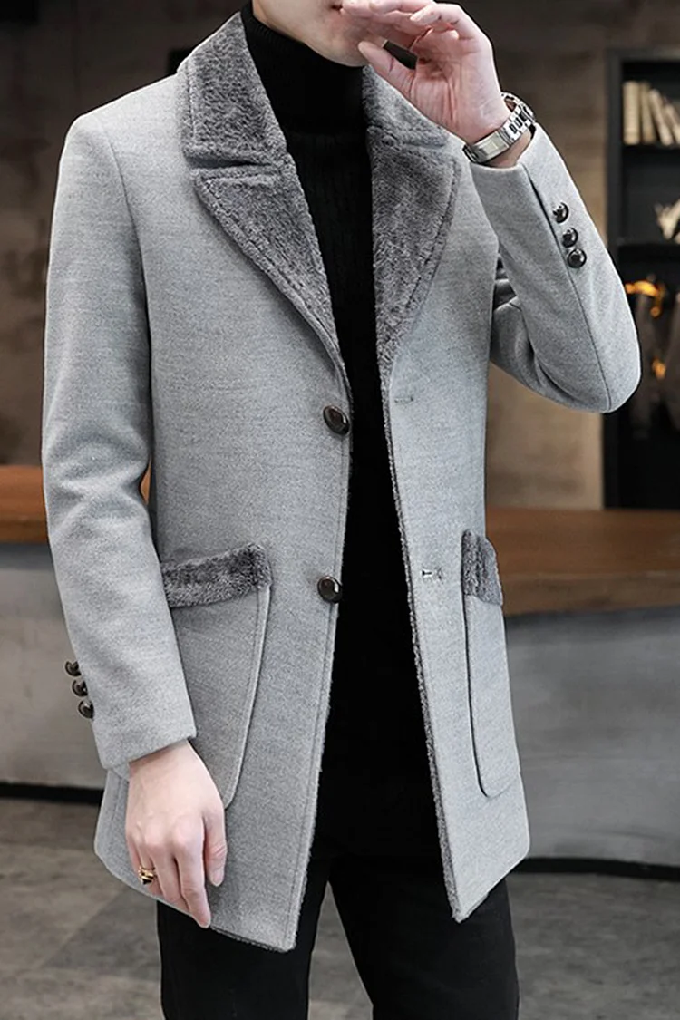 Casual Solid Long Sleeve Button Pocket Thickened Blazer
