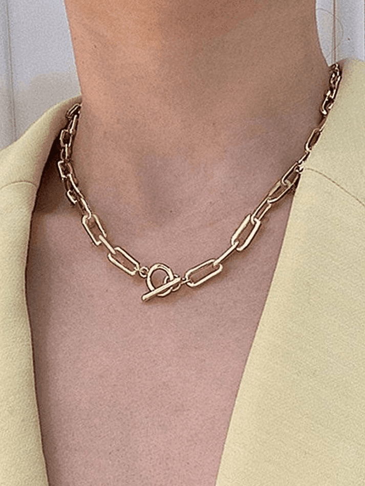 Brownm Simple Link Chain Toggle Necklace