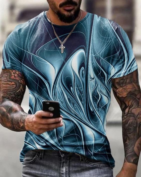 Men's Fashion Casual Optical Illusion Short Sleeve T-Shirt