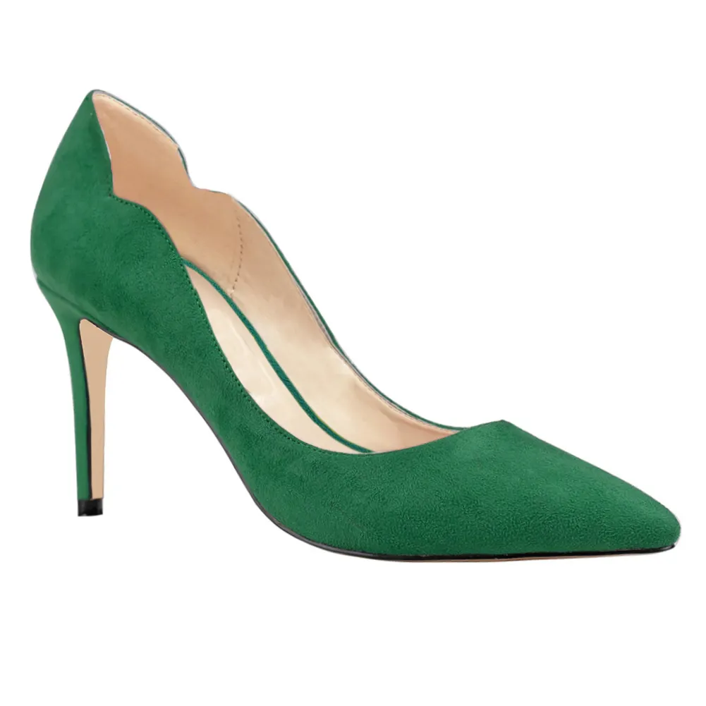 3.54" Women's Heeled Party Pumps Suede Heels-vocosishoes