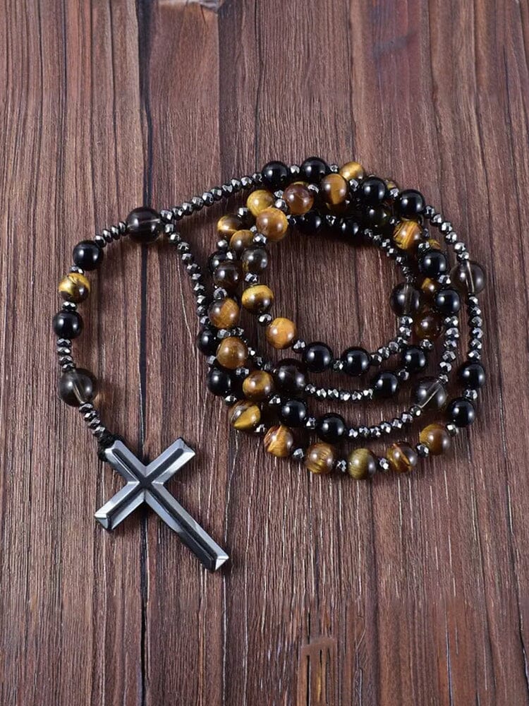 Natural Stone Cross Pendant Necklace