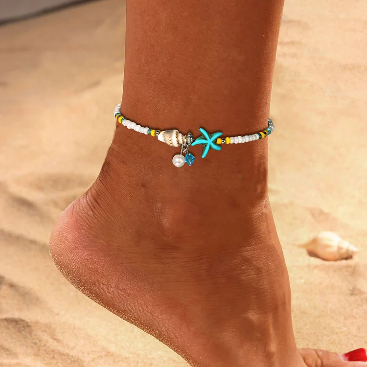 Boho Starfish Beaded Anklet Summer Beach Foot Chain for Women Girls