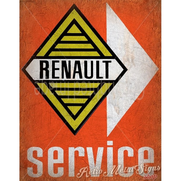 Renault service - Enseigne Vintage Métallique/panneaux en bois - 20*30cm/30*40cm