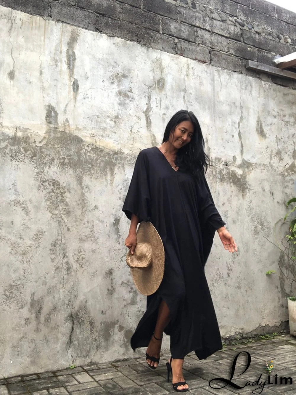 V Neck Solid Color Beach Cover Up