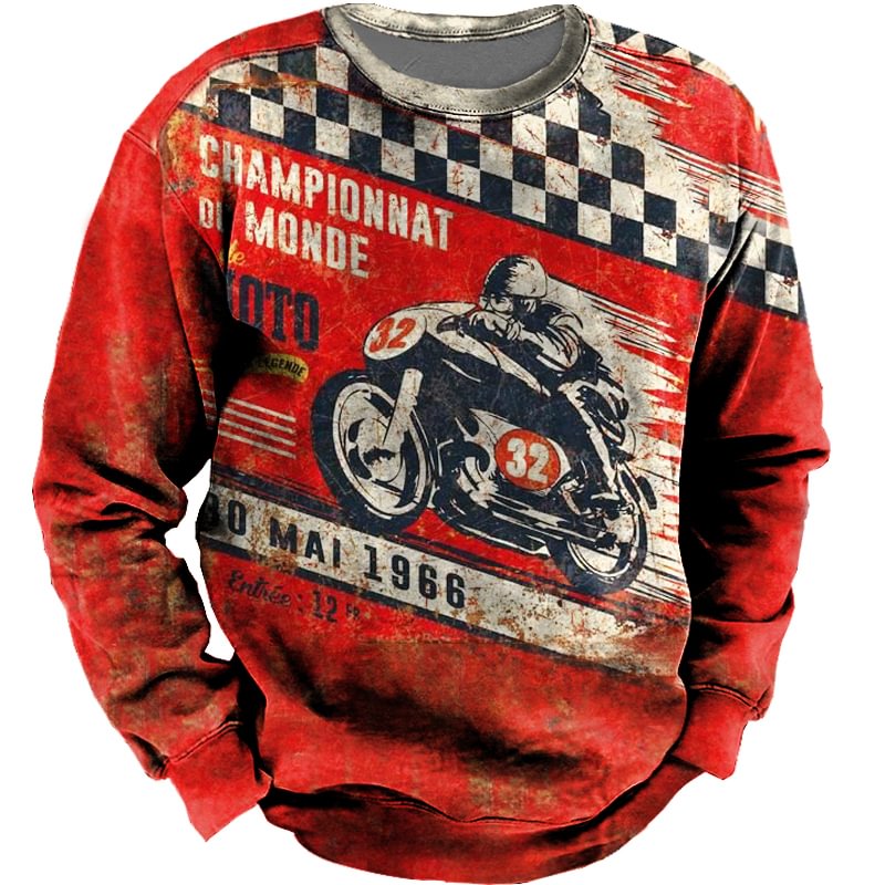 Men's Outdoor Retro Motorcycle Racing Printed Sweatshirt-Compassnice®