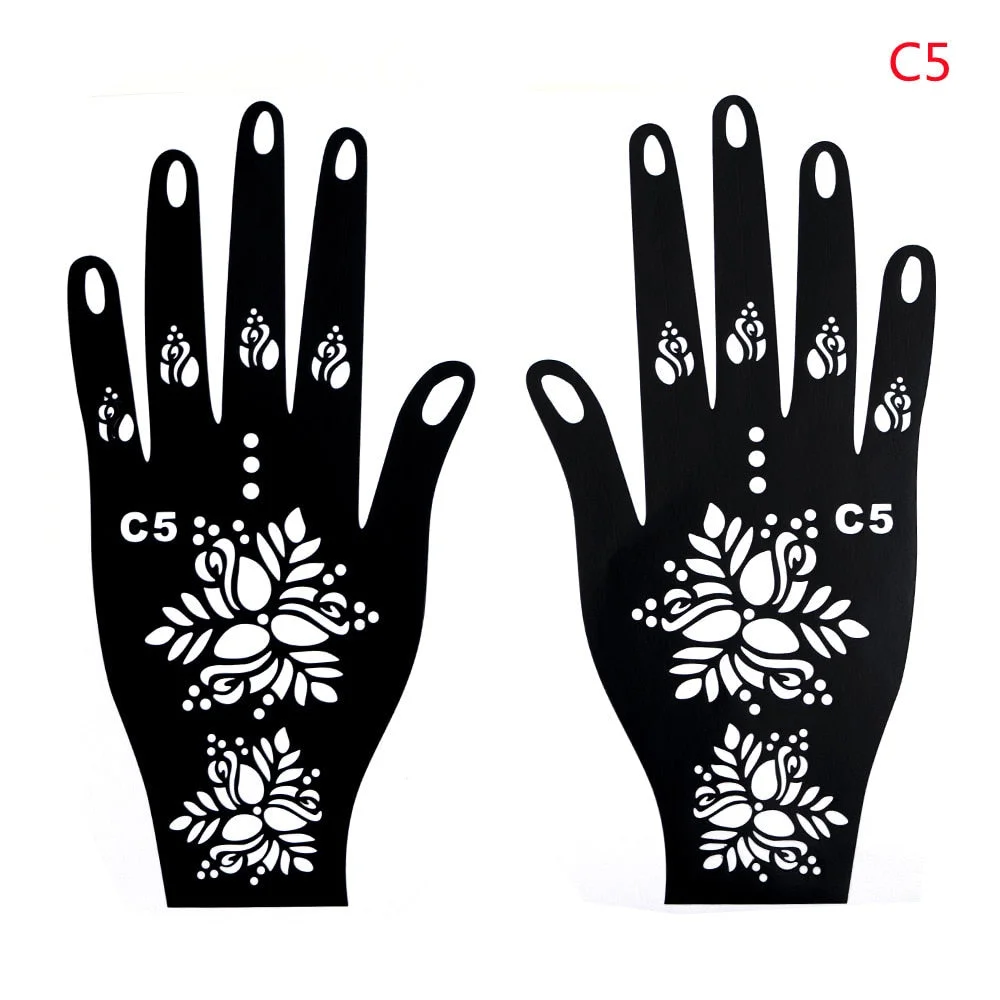 1PC Multiple Professional Henna Stencil Temporary Hand Tattoo Body Art Sticker Template Wedding Tool India Flower Tattoo Stencil