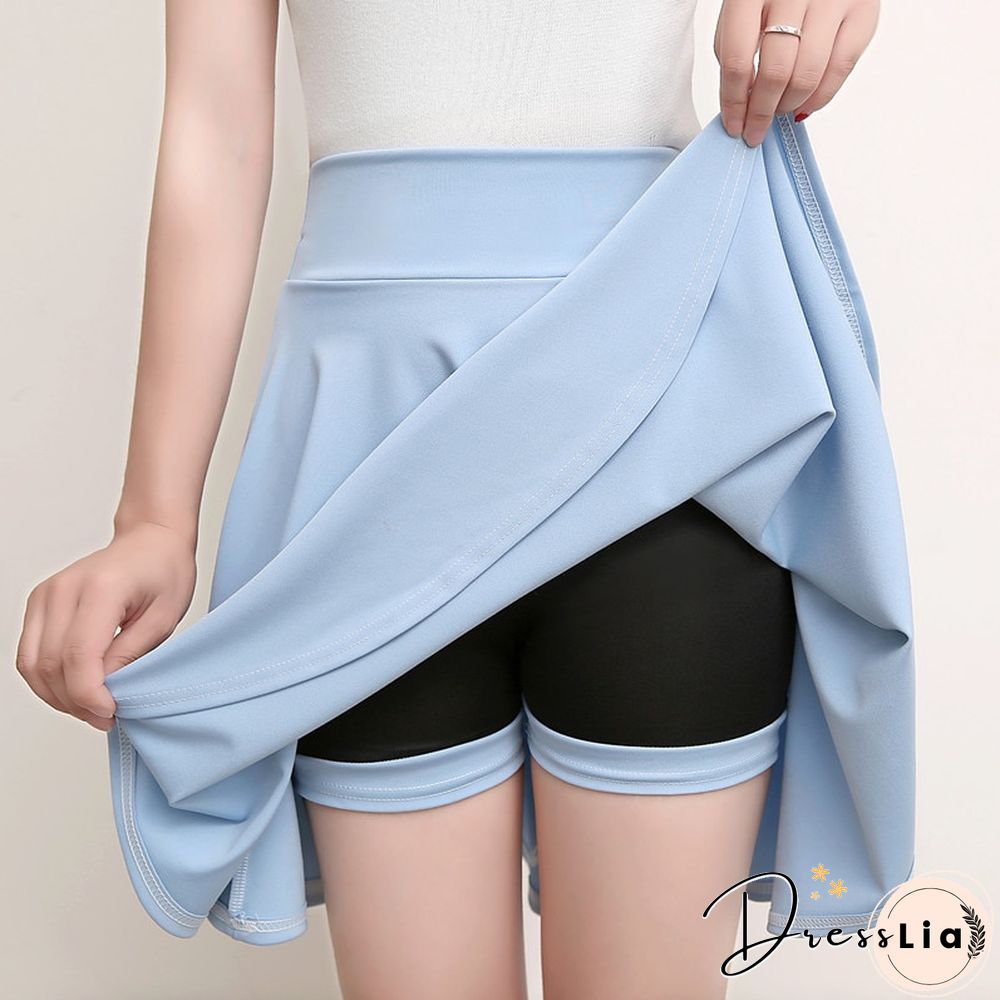 Fashion Kawaii A-Line Mini Skirts Women Summer Elegant High Waist Elastic Dance New School