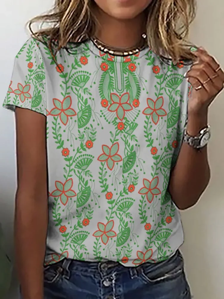 Style & Comfort for Mature Women Printed Short Sleeve Casual T-shirt for  Women and Men Unisex Pattern Green, Pink, Vintage