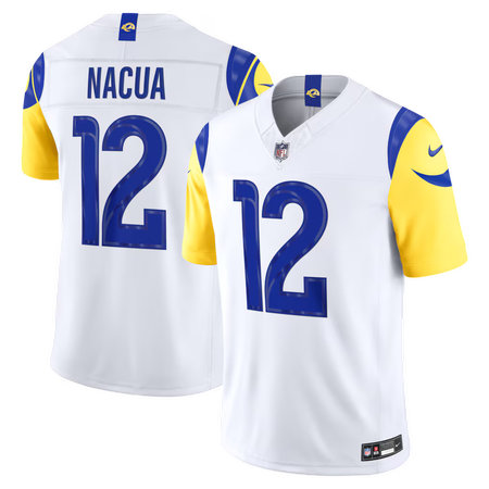 Youth Los Angeles Rams #12 Puka Nacua Nike White Vapor F.U.S.E. Sewn Down Limited Jersey