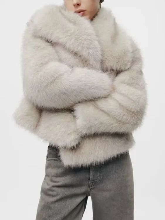 Brownm Artificial Fur Light Fashion Small Slimming Coats